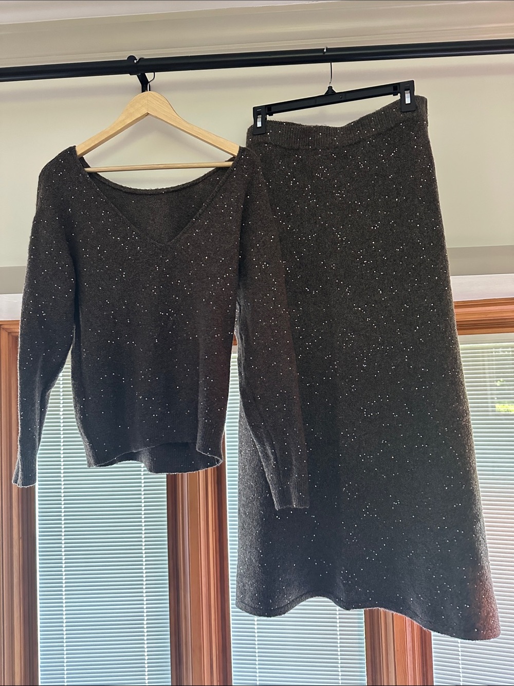 Charcoal sequin sweater set